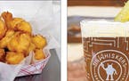 Cheese and pickles make a good pair: Try Cheese Curds with a Dill Pickle Kölsch from Tin Whiskers Brewing.